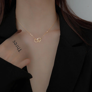 Double Heart Ring Necklace – Minimalist Layered Chain with Romantic, Everyday Style
